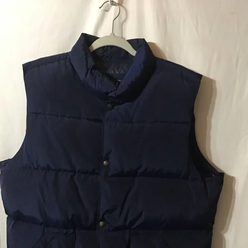 Mens Navy Insulated Down Puffer Vest Lands End Large 42 44
